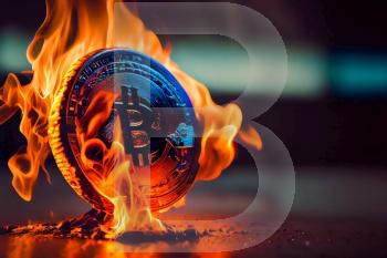 Bitcoin crypto currency burning under fire.  Generative AI
