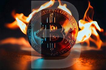 Bitcoin crypto currency burning under fire.  Generative AI
