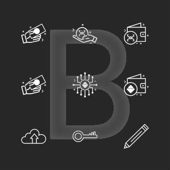 pencil , key , uploading , cloud ,   crypto currency , money,  crypto , currency , icons , lock , unlock , graph , rate ,icon, vector, design,  flat,  collection, style, creative,  icons