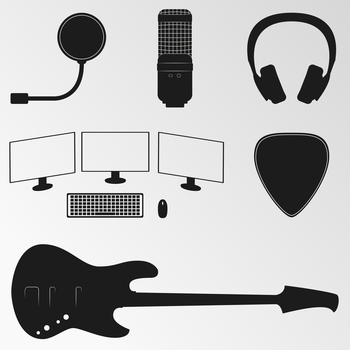 Set of objects on the theme of musical instruments. Vector illustration on the theme musical instruments
