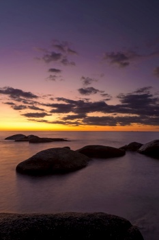 Beautiful sunrise in a bay in Costa Brava, Spain
