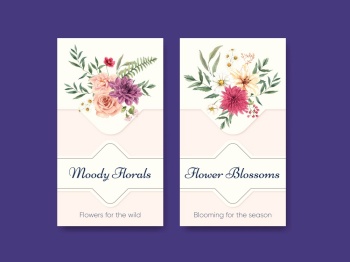 Instagram template with gorgeous flower moody concept,watercolor style