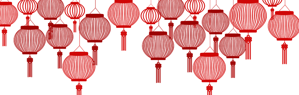 Happy Chinese New Year 2020 Background with Lanterns isolated on white background