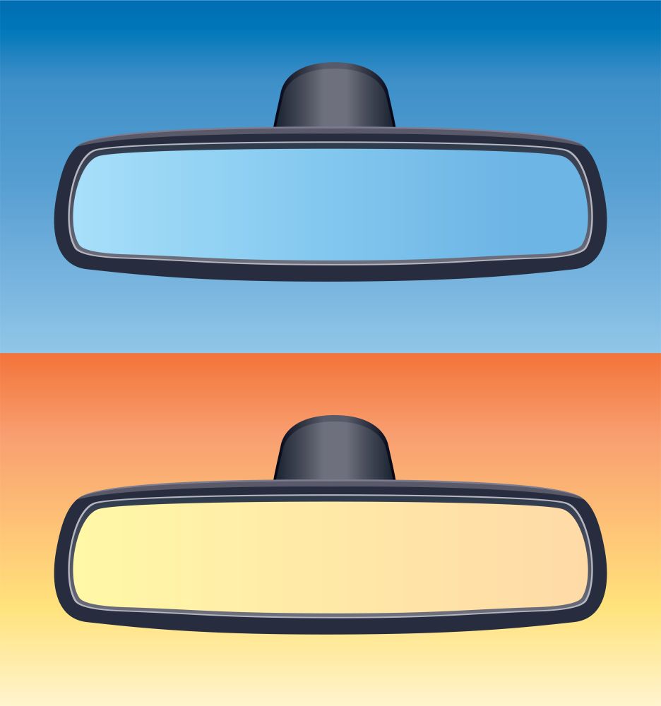 vector set of car rear view mirrors
