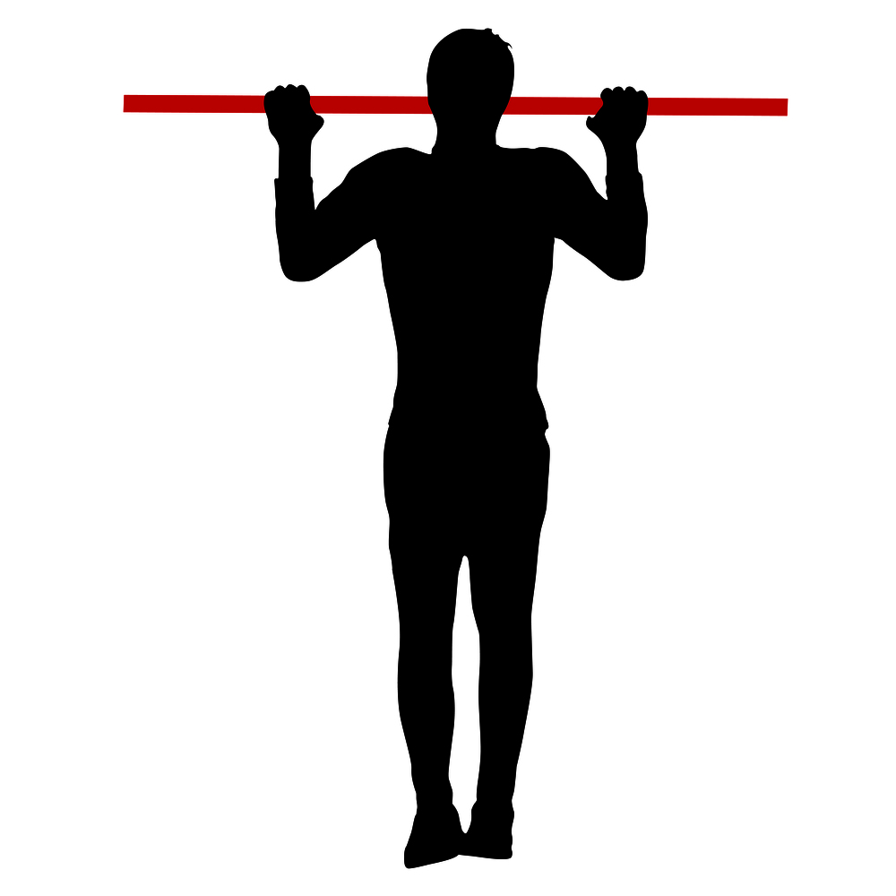 Man doing pull-ups silhouette on a white background.. Man doing pull-ups silhouette on a white background