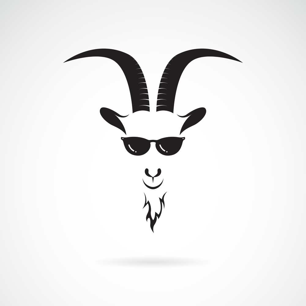 Vector of goat head wearing sunglasses on white background. Wild Animals. Easy editable layered vector illustration.