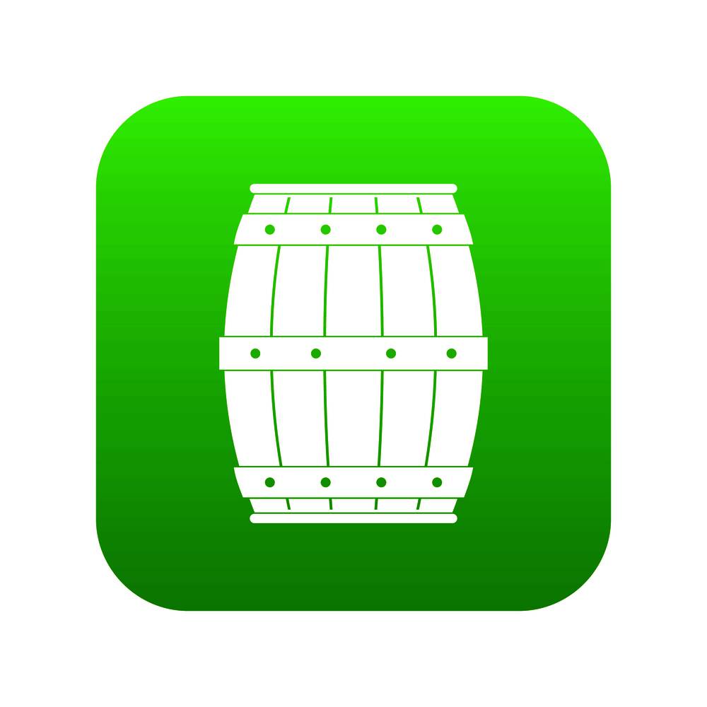 Wooden barrel icon digital green for any design isolated on white vector illustration. Wooden barrel icon digital green