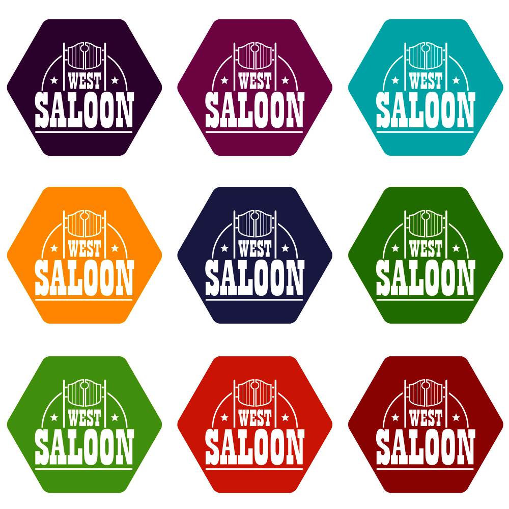 West saloon icons 9 set coloful isolated on white for web. West saloon icons set 9 vector