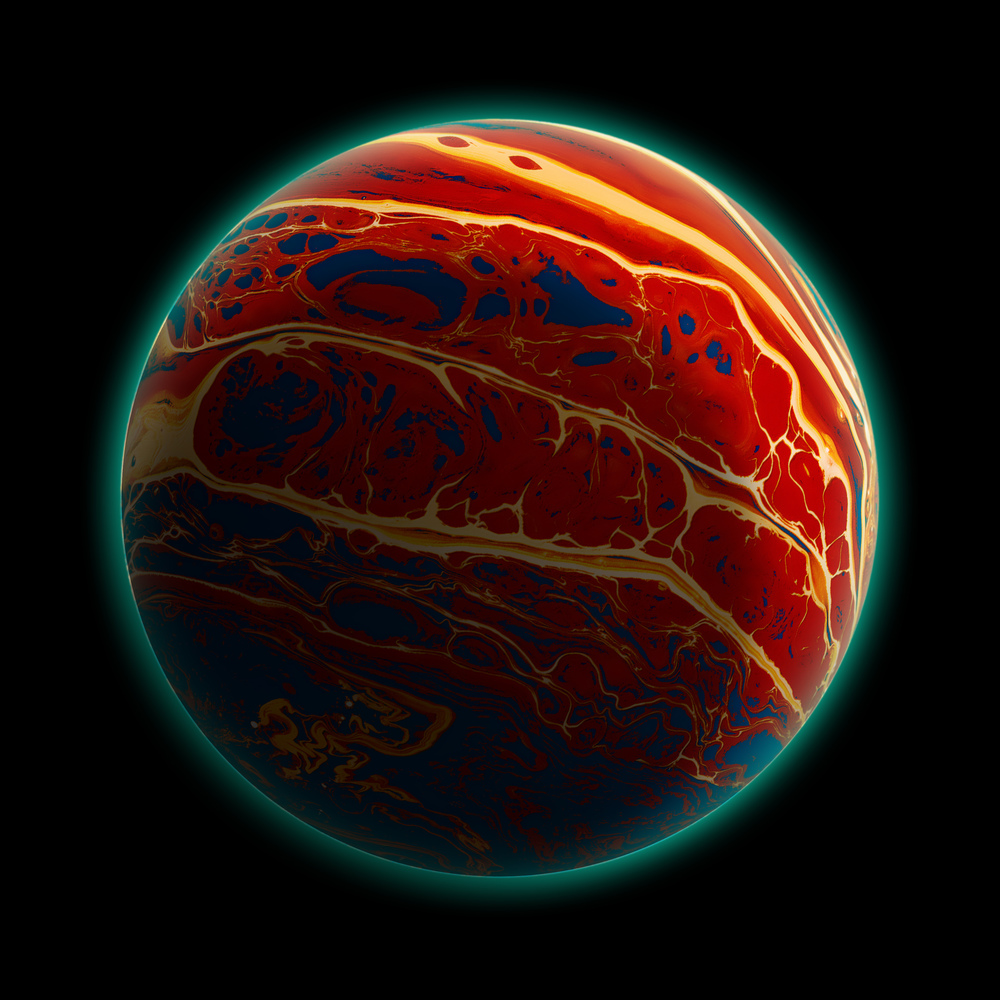 Abstract alien planet detailed design, 3d illustration.