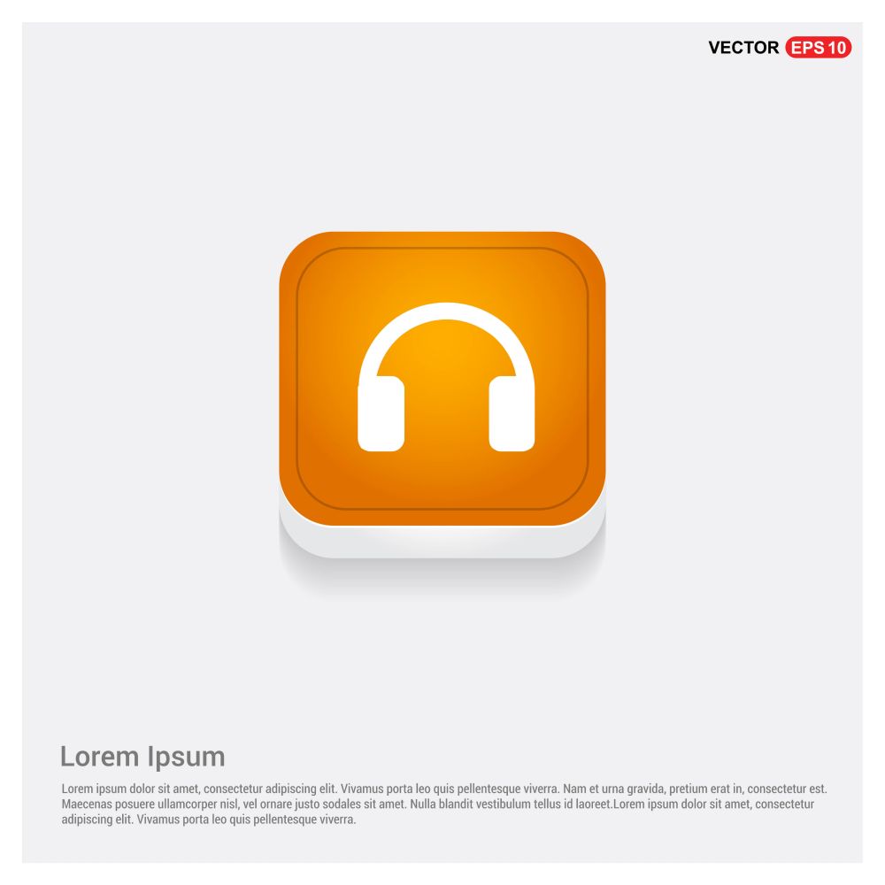 Headphone icon Orange Abstract Web Button - Free vector icon