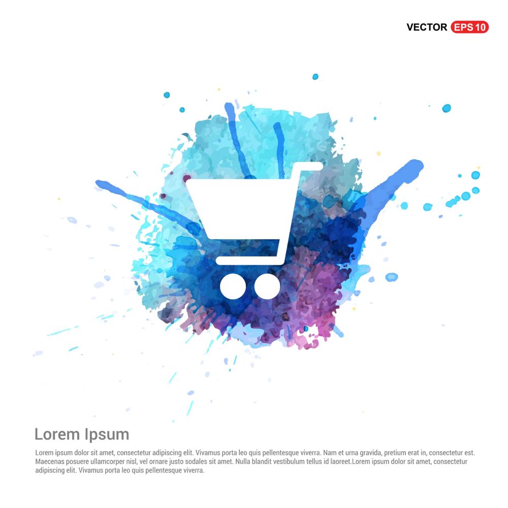 Shopping cart icon - Watercolor Background