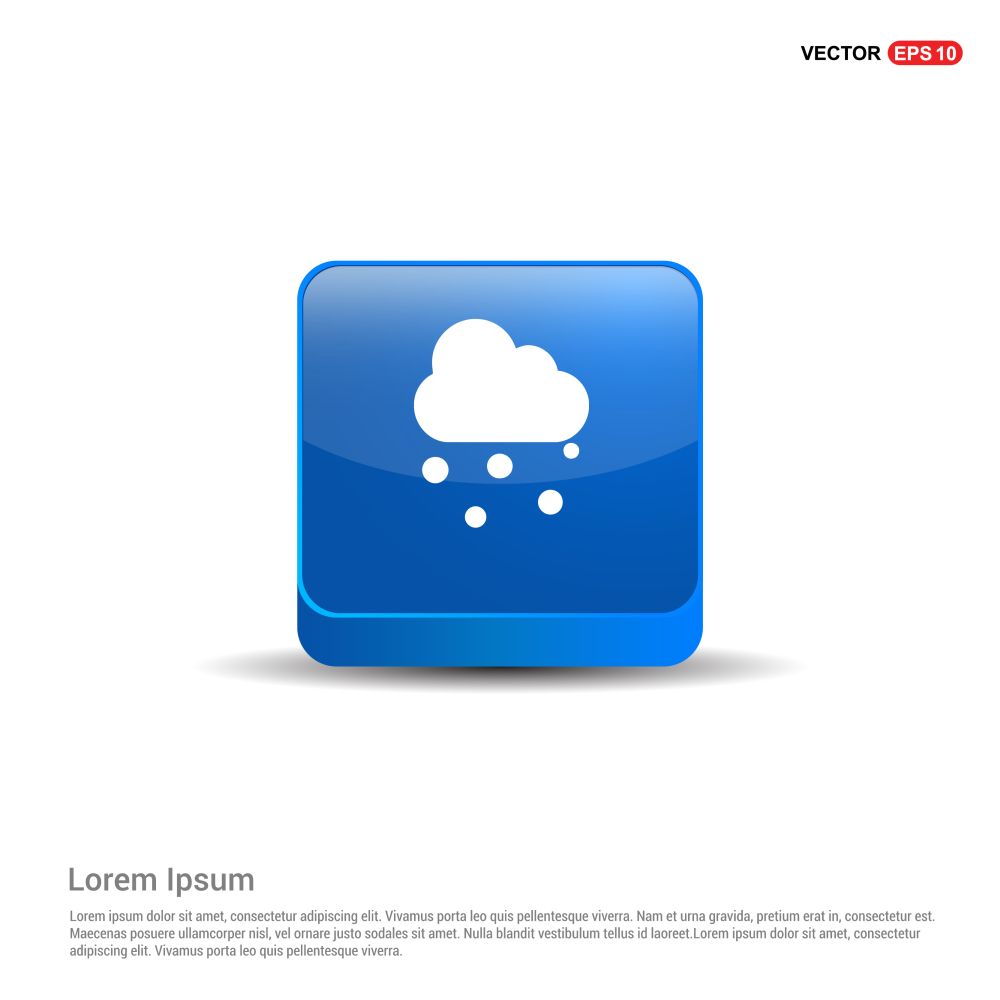 Cloud Raining Icon - 3d Blue Button.