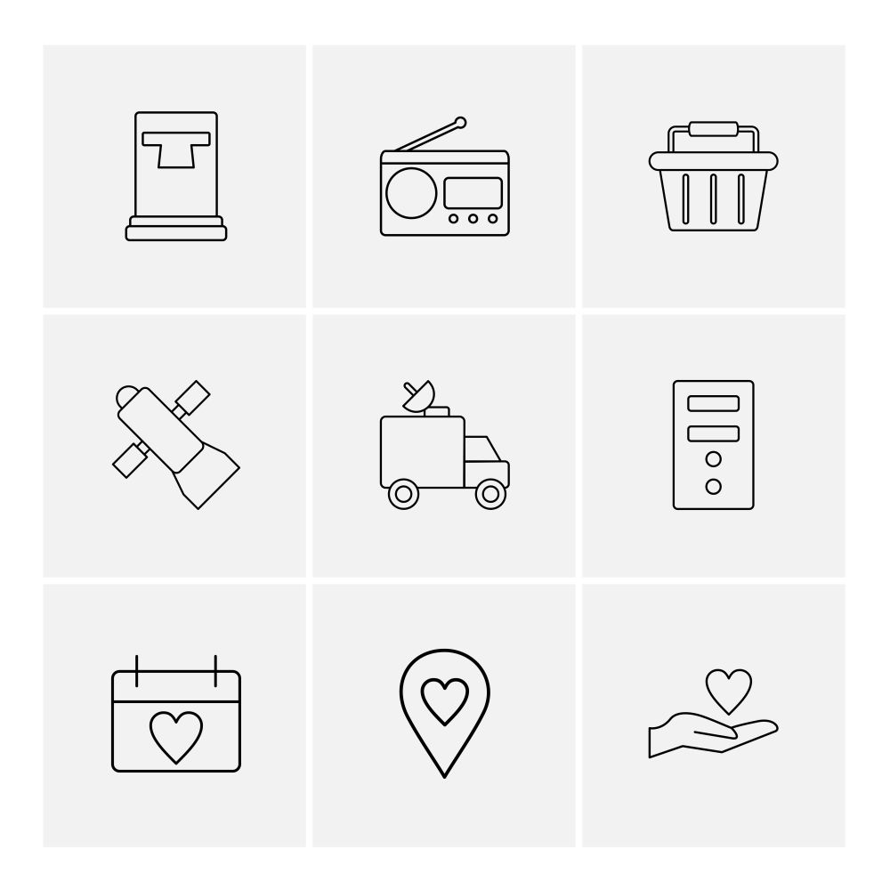 radio , truck  , navigation , calender , safe , sattelite  ,computer ,icon, vector, design,  flat,  collection, style, creative,  icons