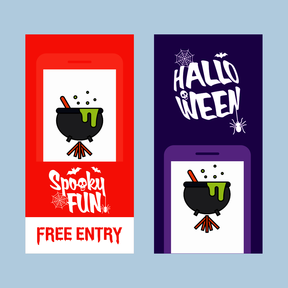Happy Halloween invitation design with pot vector