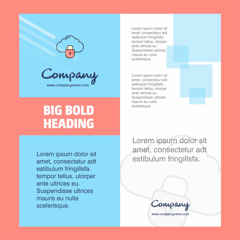 Locked cloud  Company Brochure Title Page Design. Company profile, annual report, presentations, leaflet Vector Background