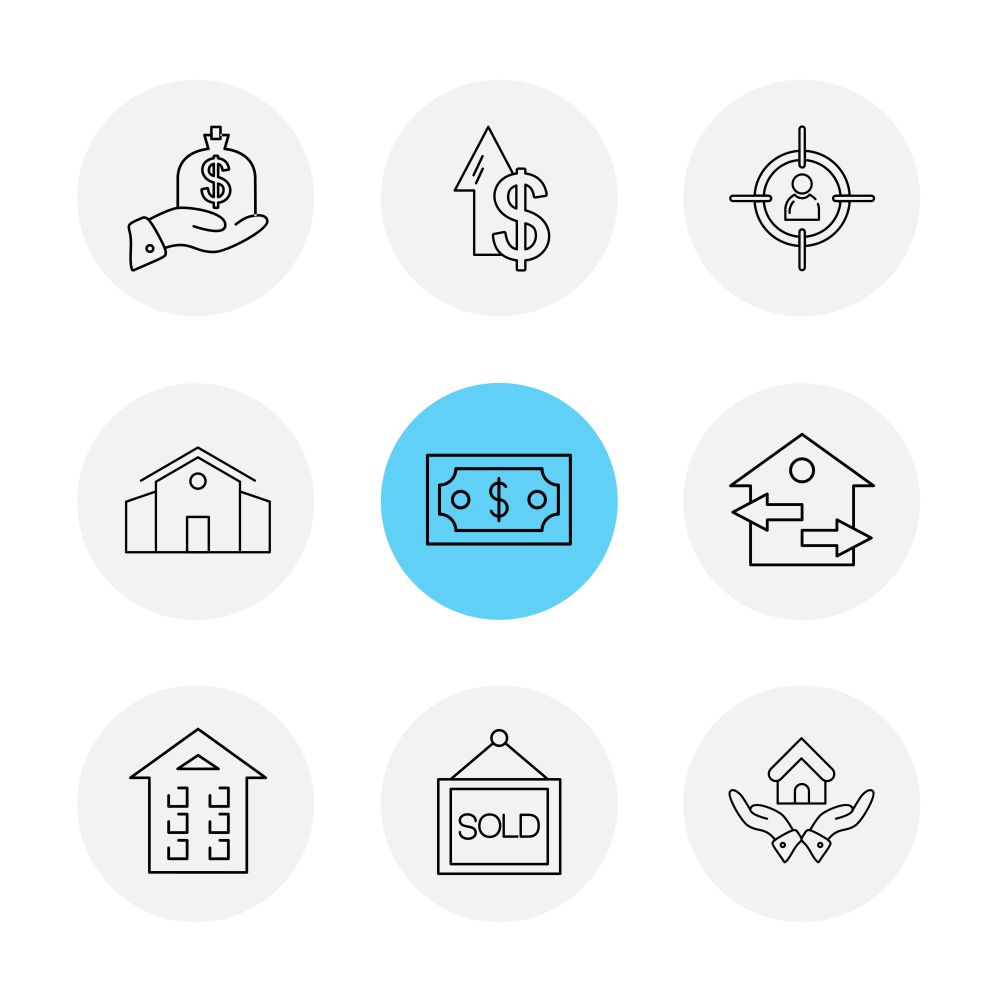 real estate , house , property , money , dollar , navigation , location , sale , purchase , search , icon, vector, design,  flat,  collection, style, creative,  icons