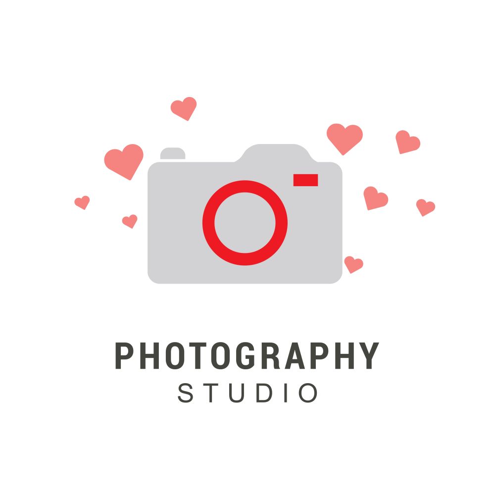 Camera logo design with typography vector