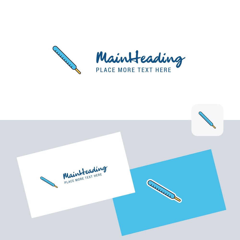 Thermometer vector logotype with business card template. Elegant corporate identity. - Vector