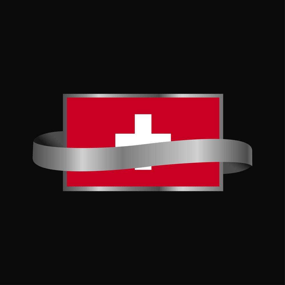 Switzerland flag Ribbon banner design