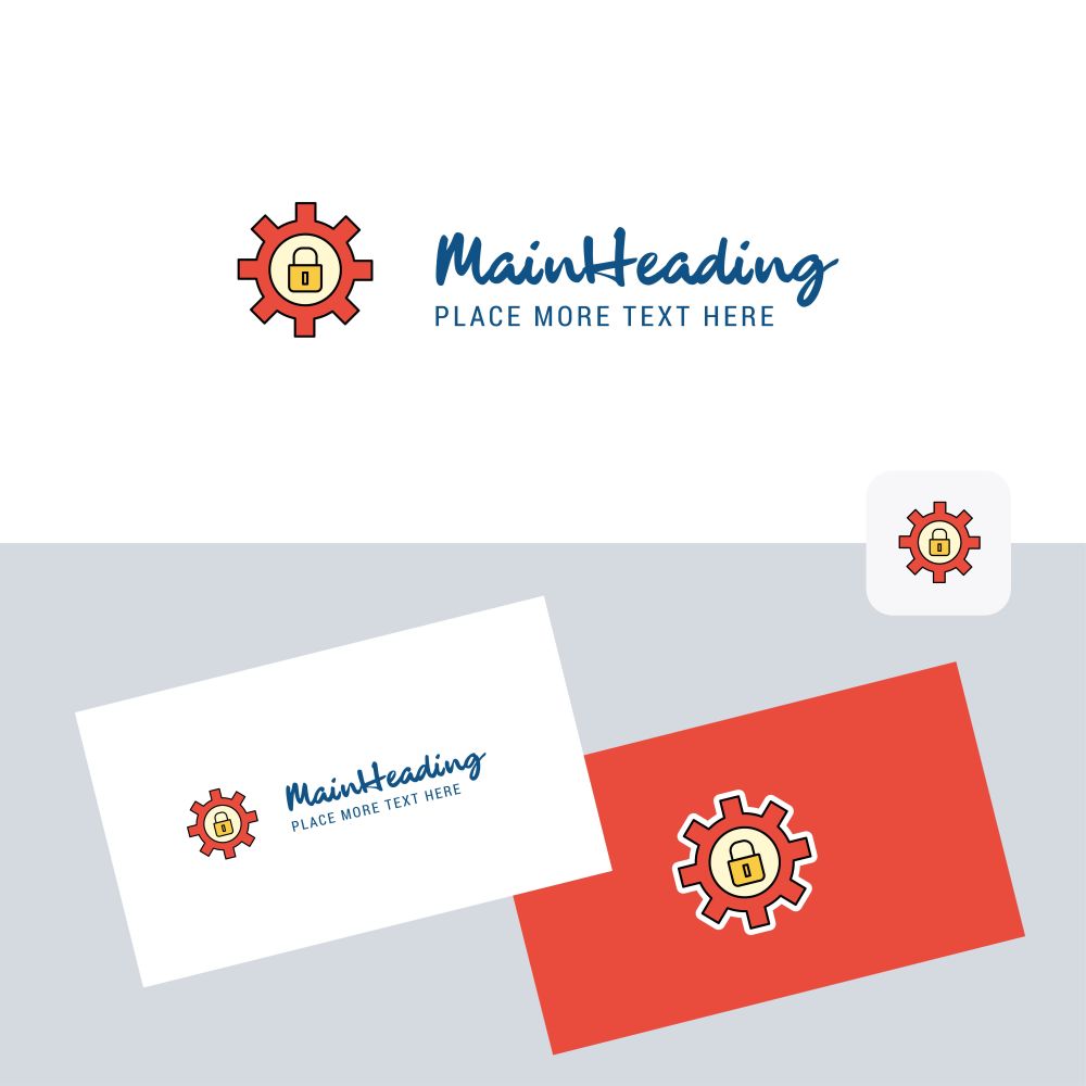Gear locked  vector logotype with business card template. Elegant corporate identity. - Vector