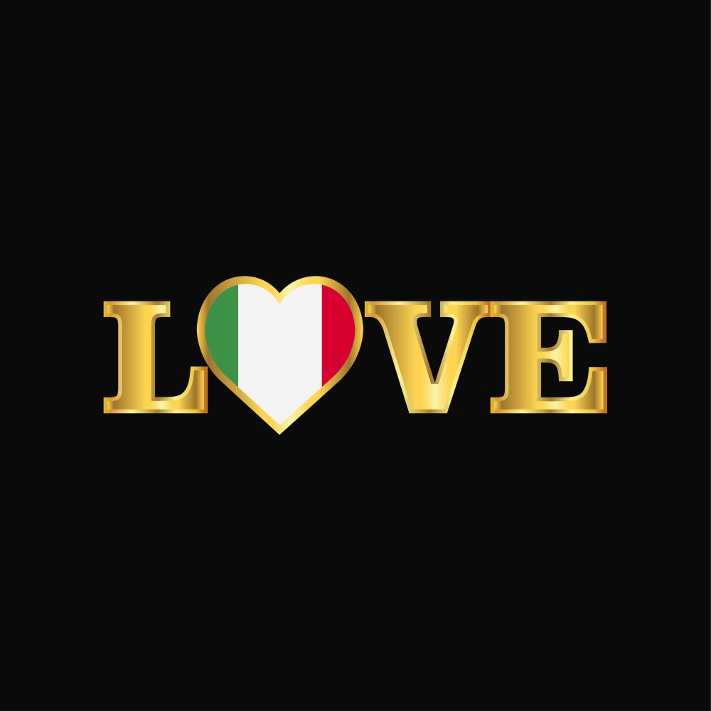 Golden Love typography Italy flag design vector