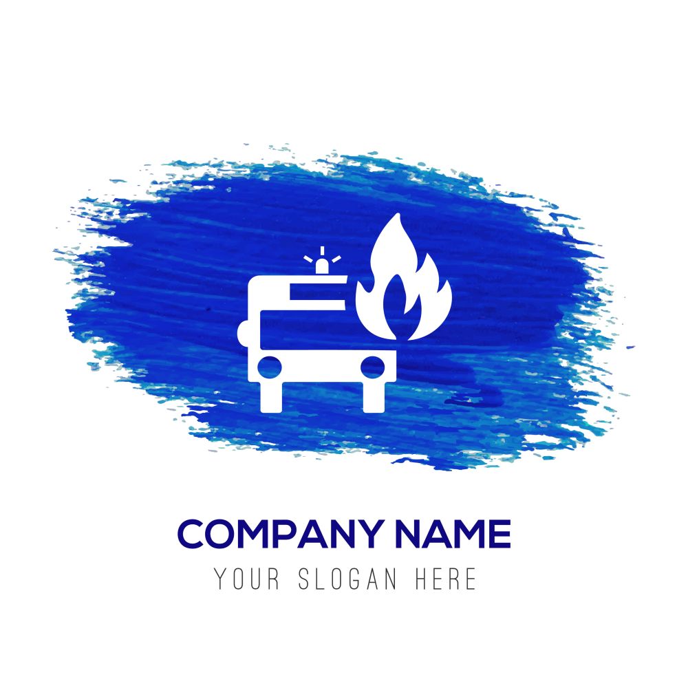 Firefighters truck icon - Blue watercolor background
