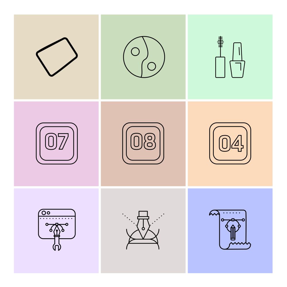 ink , pencil , pen , calender , months , cosmetics , household , year , dates  , countinng , washroom , items ,icon, vector, design,  flat,  collection, style, creative,  icons