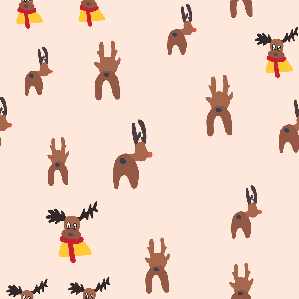 Christmas ugly sweater reindeer seamless pattern. Festive endless design. Holiday decor wrapping paper, background. Colorful vector illustration in flat cartoon style.. Christmas ugly sweater reindeer seamless pattern.