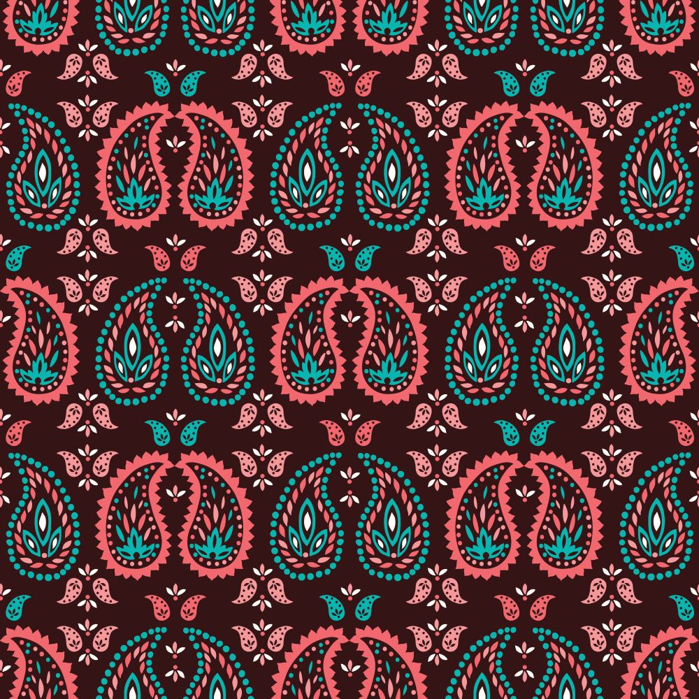 Traditional Medium Scale Colorful Paisley Foulard Vector Seamless Pattern. Oriental Indian Print. Whimsical classic background. Perfect for textile. Traditional Medium Scale Colorful Paisley Foulard Vector Seamless Pattern. Oriental Whimsical classic background