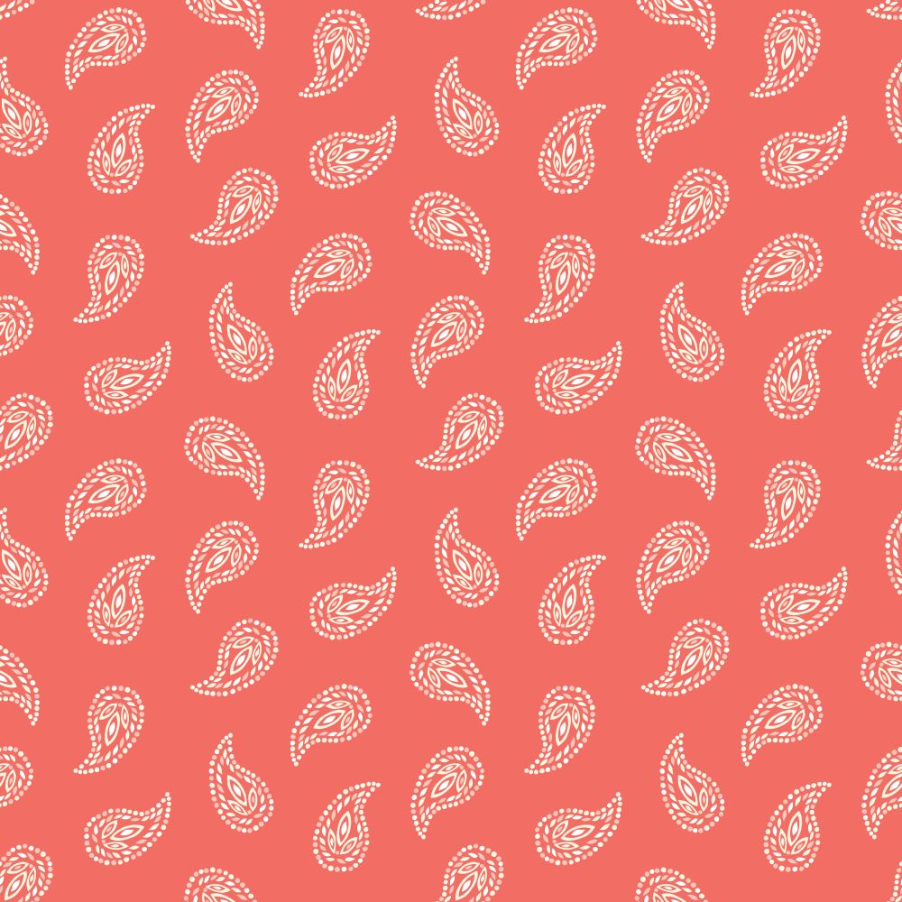 Traditional Small Scale Coral Paisley Foulard Vector Seamless Pattern. Whimsical classic background. Perfect for textile. Traditional Small Scale Coral Paisley Foulard Vector Seamless Pattern. Whimsical classic background.