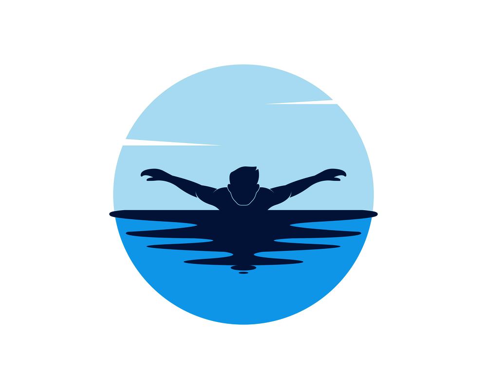 swimming icon logo vector illustration design template