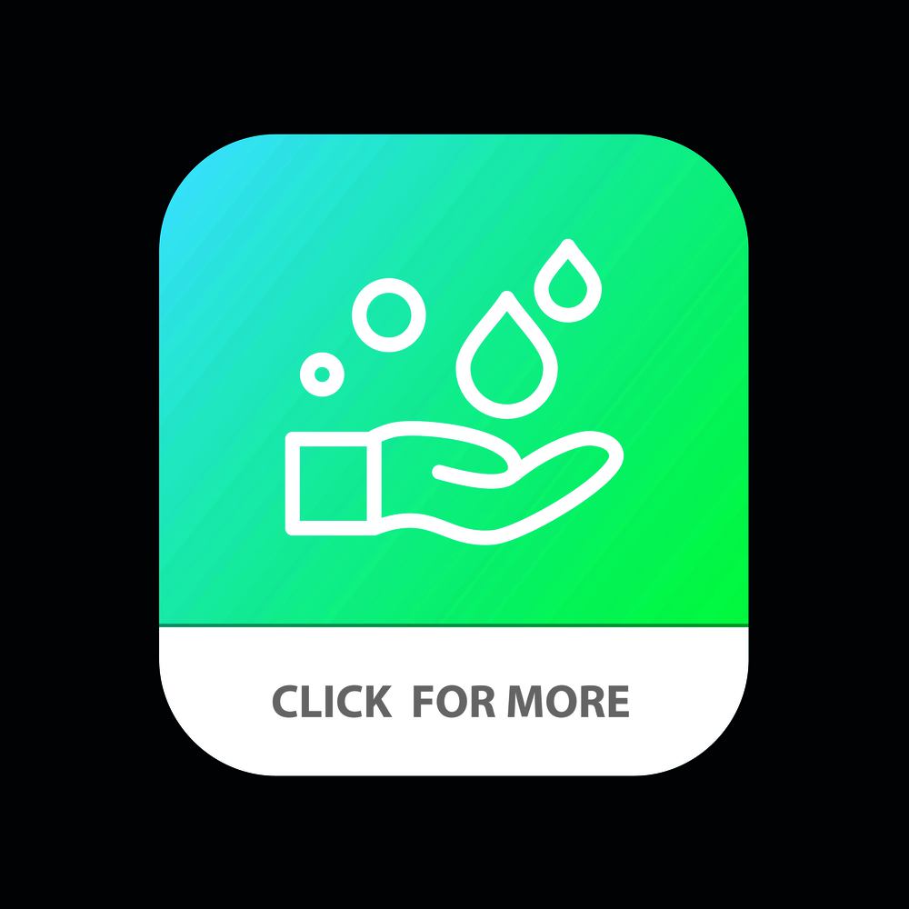 Cleaning, Hand, Soap, Wash Mobile App Button. Android and IOS Line Version