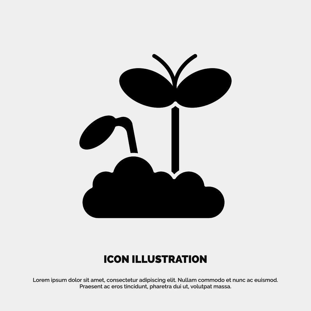 Growth, Increase, Maturity, Plant solid Glyph Icon vector