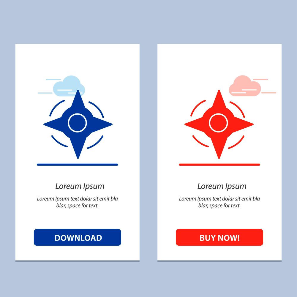 Compass, Navigation, Way  Blue and Red Download and Buy Now web Widget Card Template
