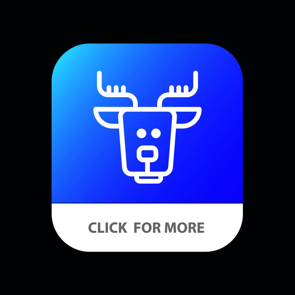 Alpine, Arctic, Canada, Reindeer Mobile App Button. Android and IOS Line Version