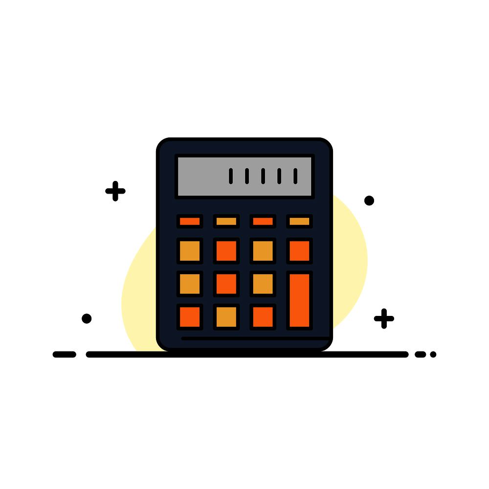 Calculator, Accounting, Business, Calculate, Financial, Math  Business Flat Line Filled Icon Vector Banner Template