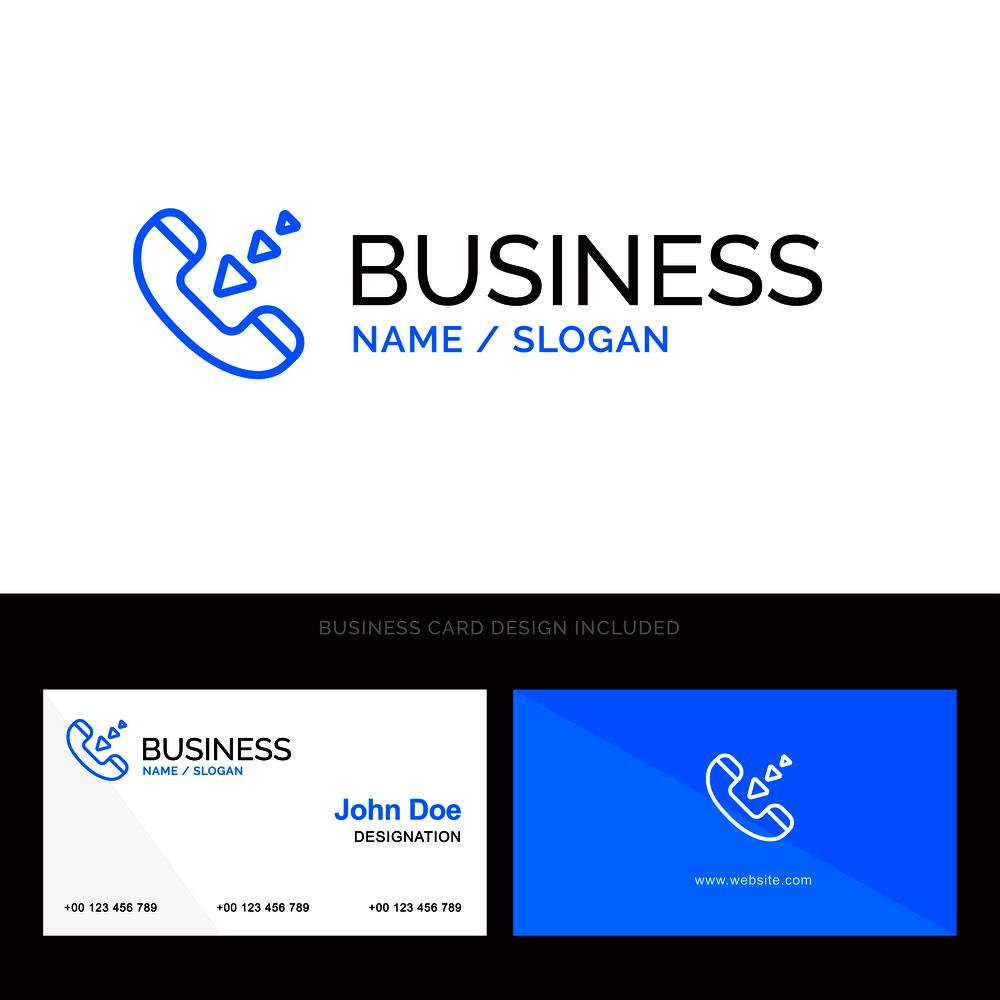 Call, Communication, Incoming, Phone Blue Business logo and Business Card Template. Front and Back Design