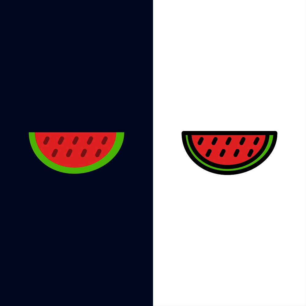 Fruits, Melon, Summer, Water  Icons. Flat and Line Filled Icon Set Vector Blue Background
