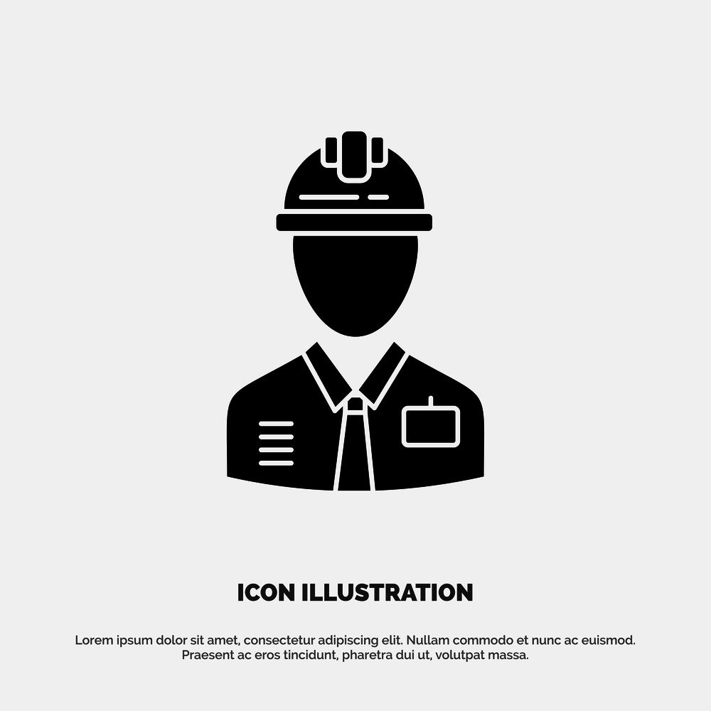 Worker, Industry, Construction, Constructor, Labour, Labor solid Glyph Icon vector