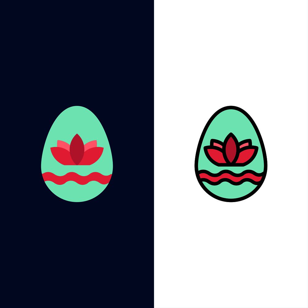 Easter Egg, Egg, Holiday, Holidays  Icons. Flat and Line Filled Icon Set Vector Blue Background