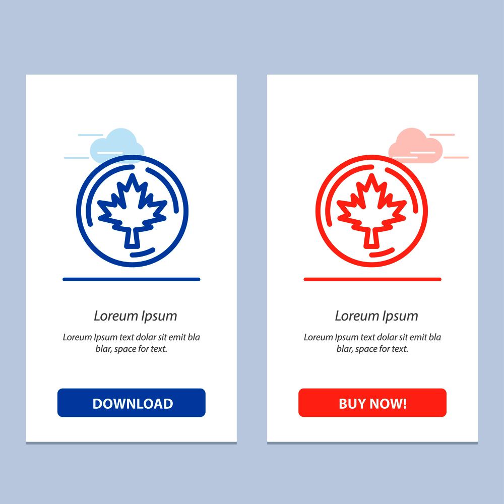 Autumn, Canada, Leaf, Maple  Blue and Red Download and Buy Now web Widget Card Template