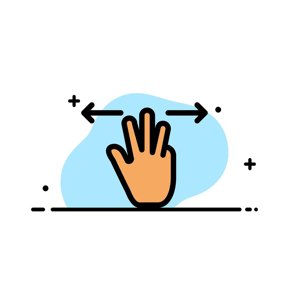 Gestures, Hand, Mobile, Three Fingers  Business Flat Line Filled Icon Vector Banner Template