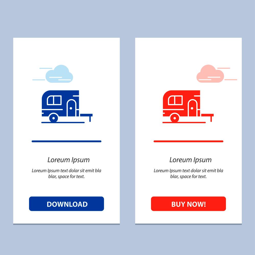Caravan, Camping, Camp, Travel  Blue and Red Download and Buy Now web Widget Card Template
