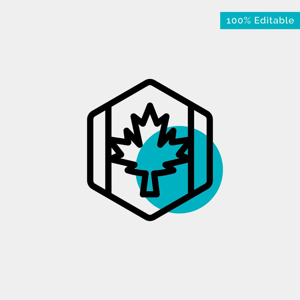 Flag, Autumn, Canada, Leaf, Maple turquoise highlight circle point Vector icon
