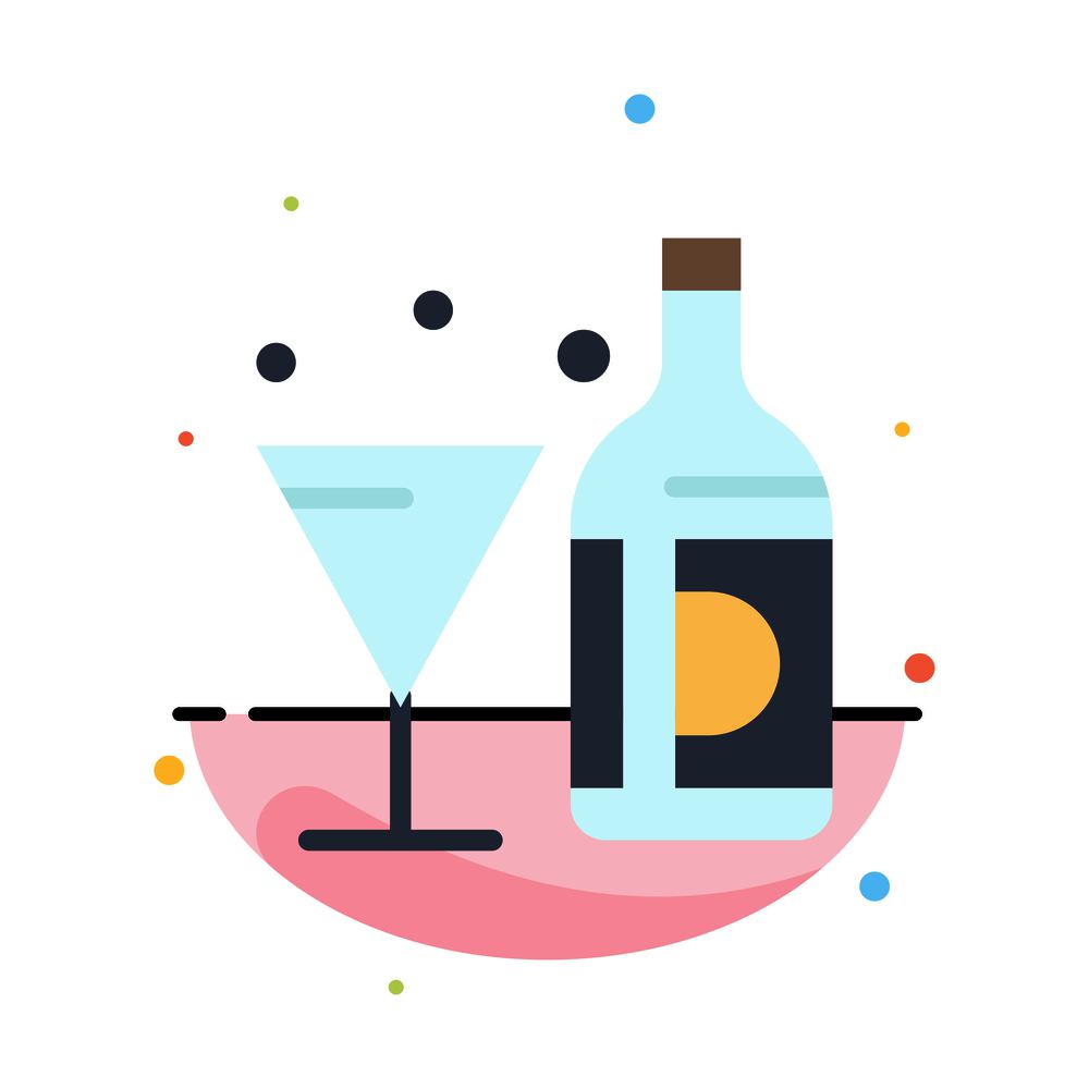 Drink, Wine, American, Bottle, Glass Abstract Flat Color Icon Template