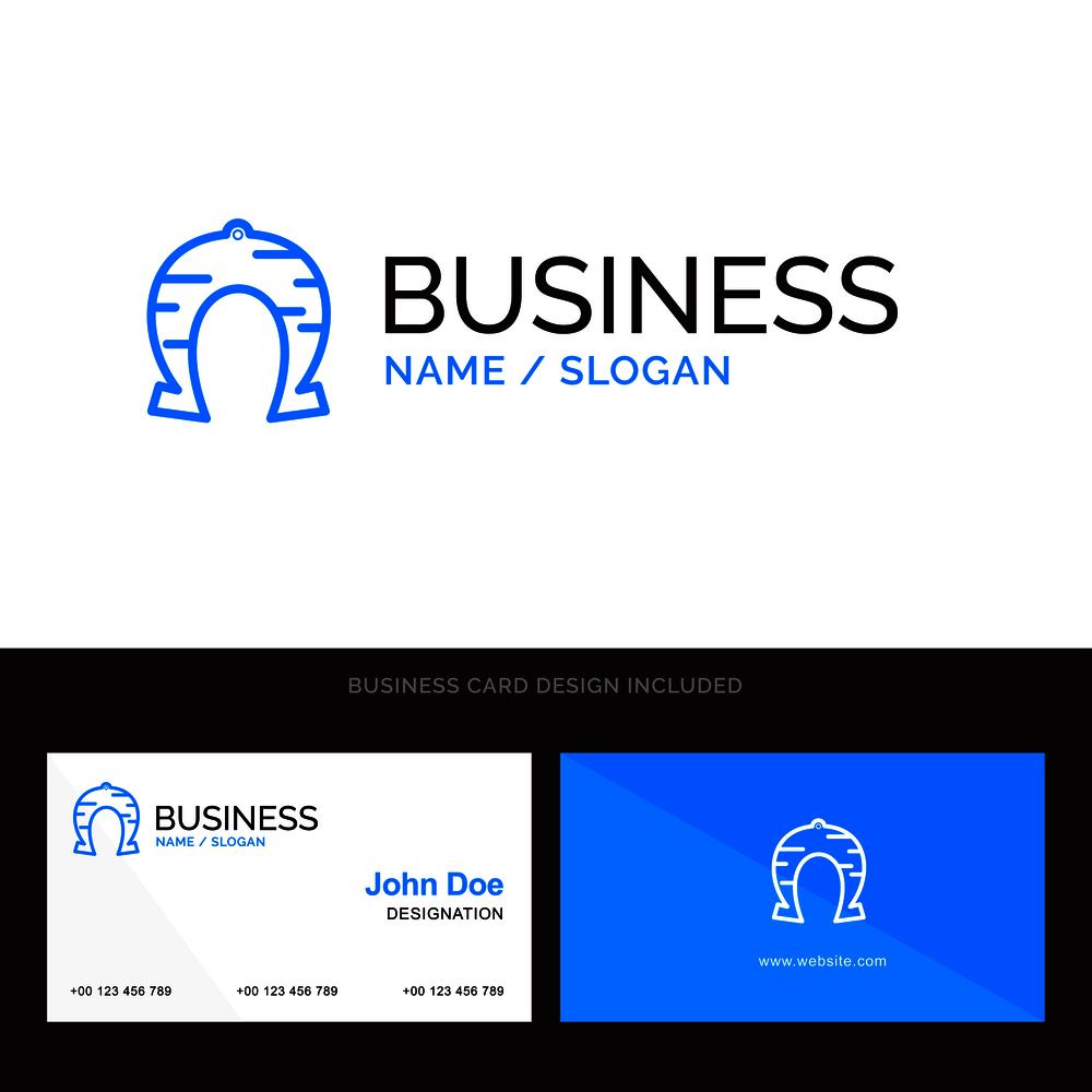 Festival, Fortune, Horseshoe, Luck, Patrick Blue Business logo and Business Card Template. Front and Back Design