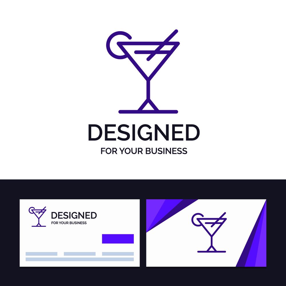 Creative Business Card and Logo template Cocktail, Juice, Lemon Vector Illustration