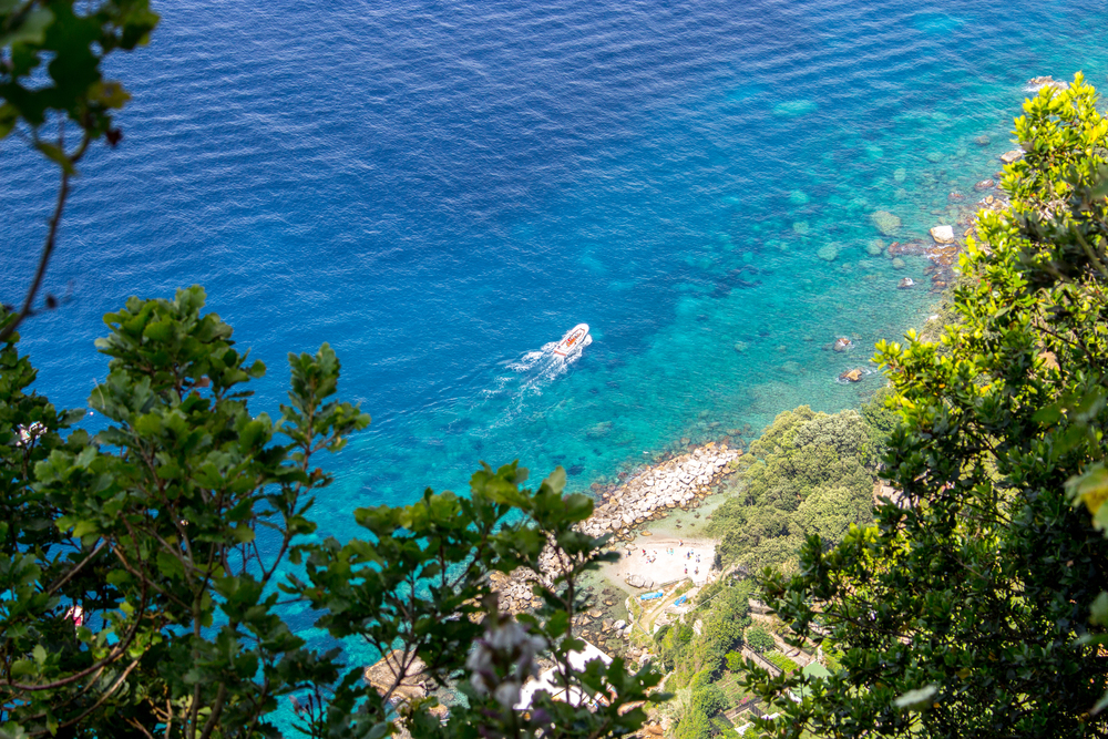 Top view of the Isle of Capri in Italy. Island of Capri in Italy
