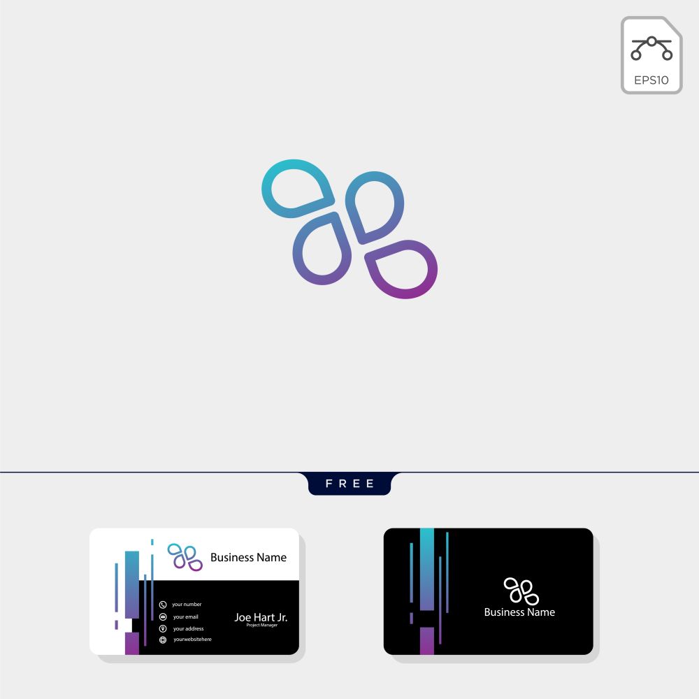 line minimal fluid logo template vector illustration, free business card template design