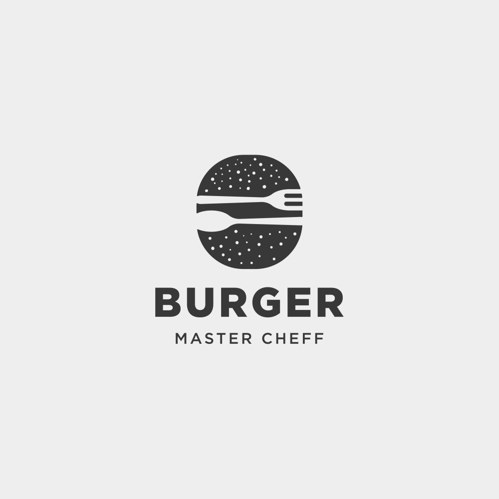 burger spoon fork simple flat logo design vector illustration icon element. burger spoon fork simple flat logo design vector illustration